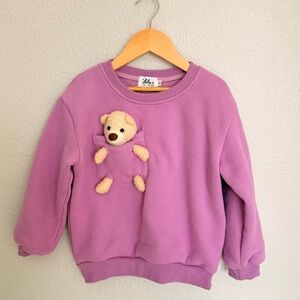 Lola + The Boys Sunny purple Sweatshirt with Teddy Bear attached